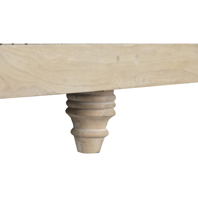 Canapé beige capitonné en bois et...
