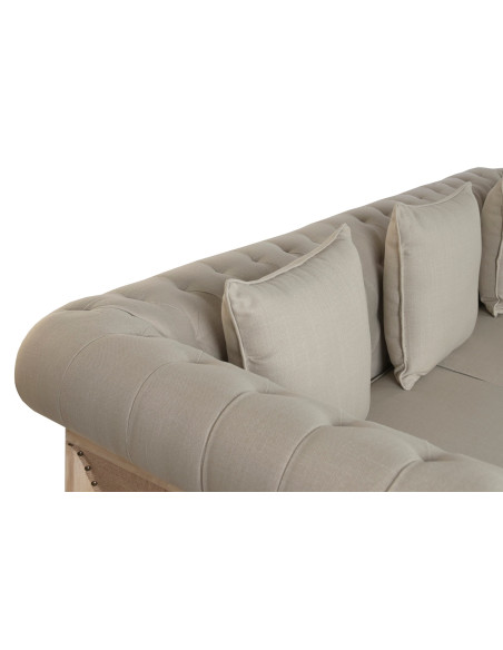 Canapé beige capitonné en bois et polyester 225 cm Aveloria
