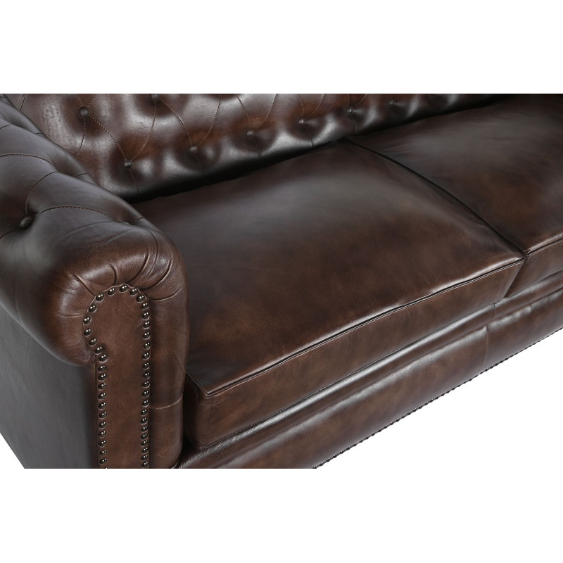Canapé Chesterfield cuir marron foncé...