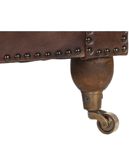 Canapé Chesterfield cuir marron foncé 3 places Alcandre