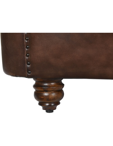 Canapé Chesterfield cuir marron foncé 3 places Alcandre