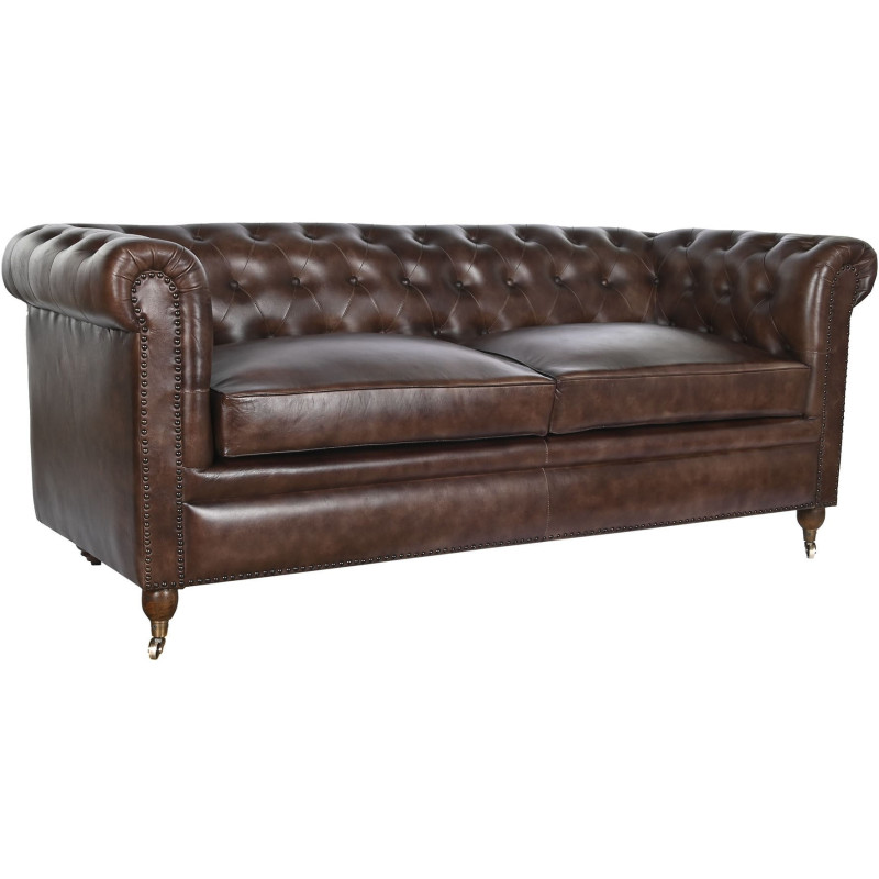 Canapé Chesterfield cuir marron foncé...