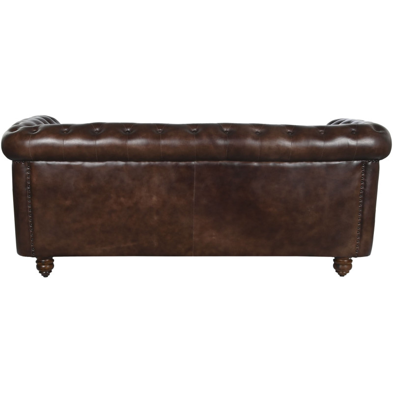 Canapé Chesterfield cuir marron foncé...