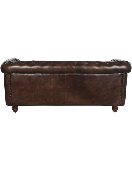 Canapé Chesterfield cuir marron foncé 3 places Alcandre