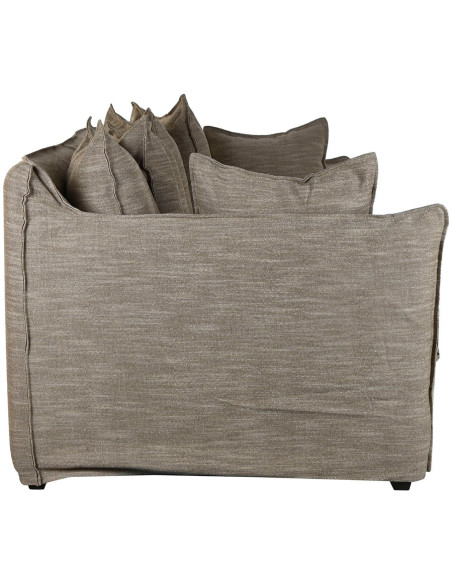 Canapé droit en lin vert grisé 260 cm Calvane