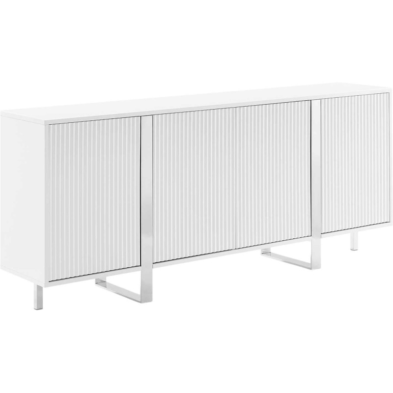 Buffet blanc en bois cannelé 4 portes...