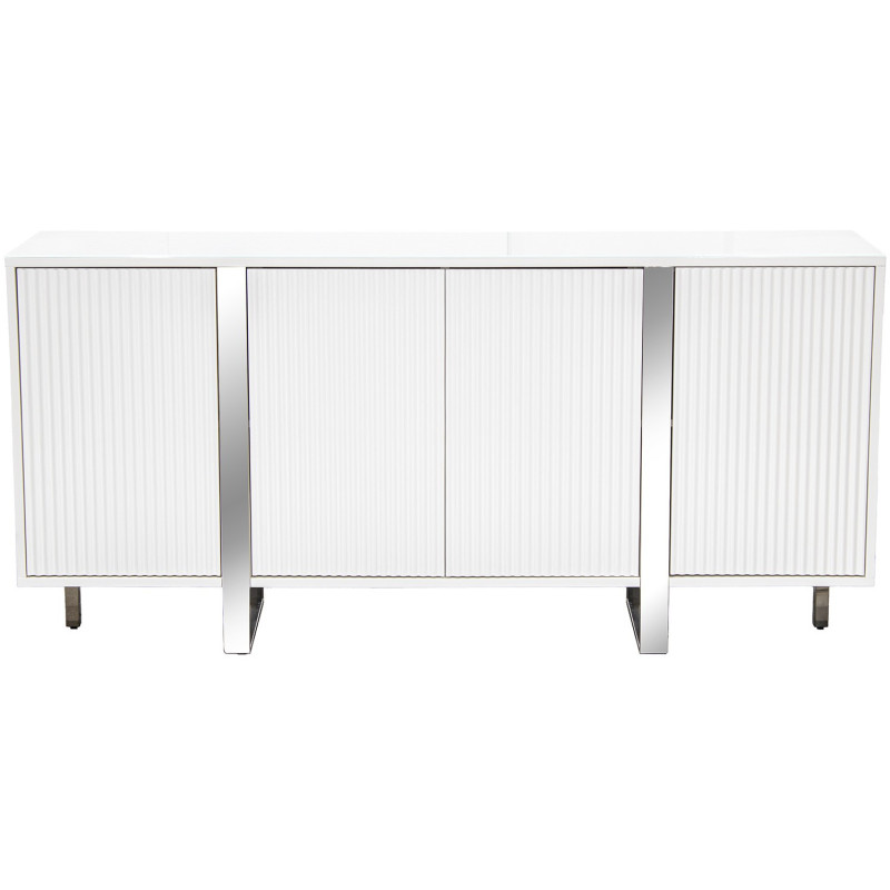Buffet blanc en bois cannelé 4 portes...