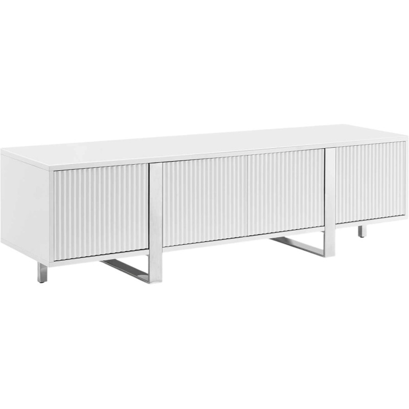 Meuble TV blanc cannelé 4 portes 180...