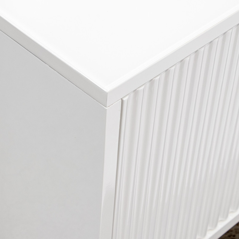 Meuble TV blanc cannelé 4 portes 180...