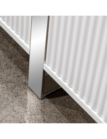 Meuble TV blanc cannelé 4 portes 180 cm Nolven