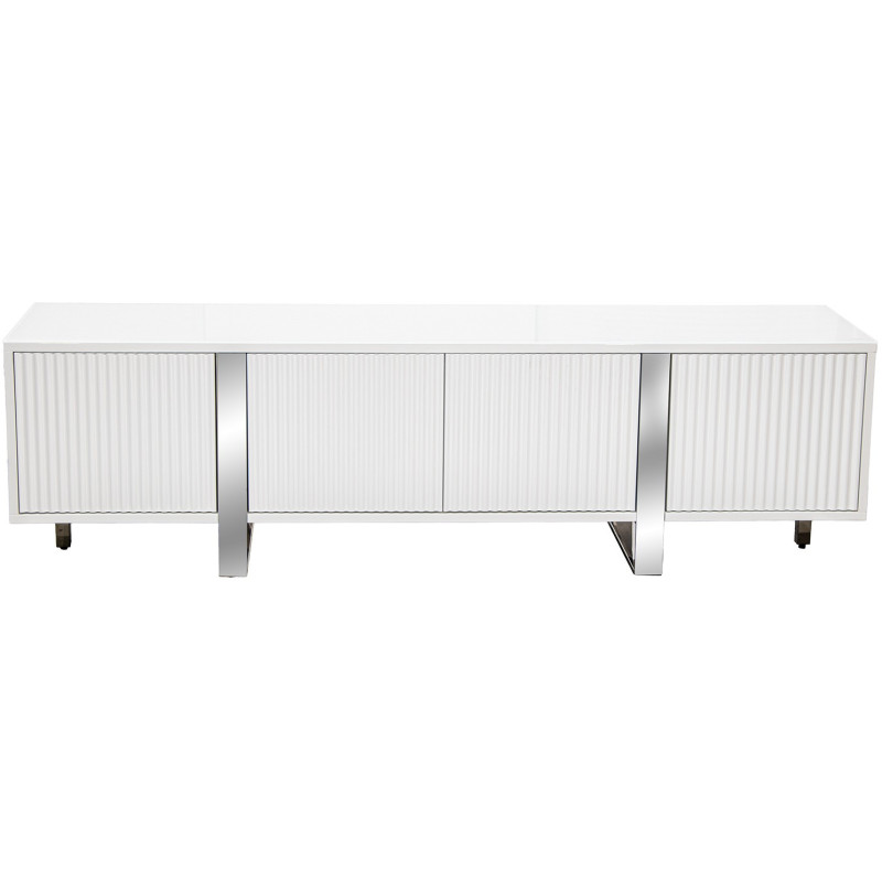 Meuble TV blanc cannelé 4 portes 180...