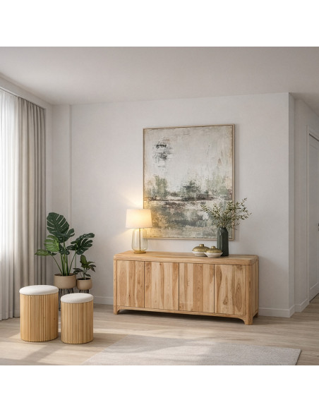 Buffet en bois d’acacia 4 portes 170 cm Avelis