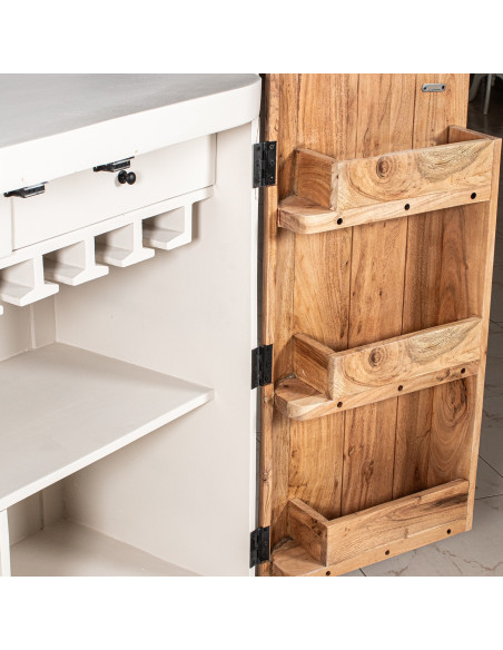 Meuble bar en bois de manguier 2 portes 85x50x100 cm Calderis