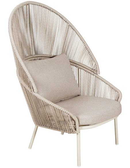 Salon de jardin 2 pièces beige en corde PE et aluminium Orvella