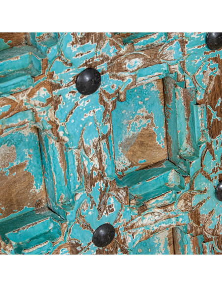 Console d’entrée en bois de manguier bleu patiné Vaelora