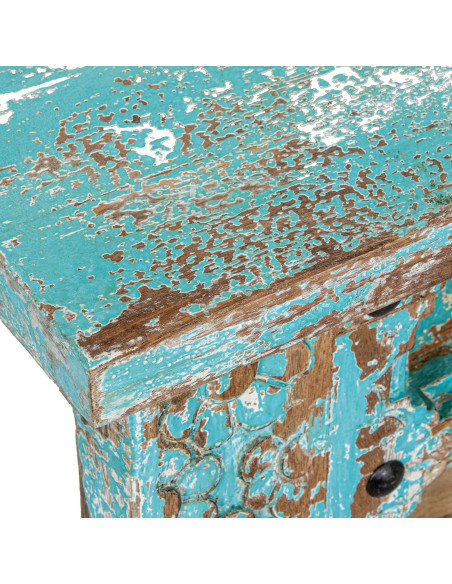 Console d’entrée en bois de manguier bleu patiné Vaelora