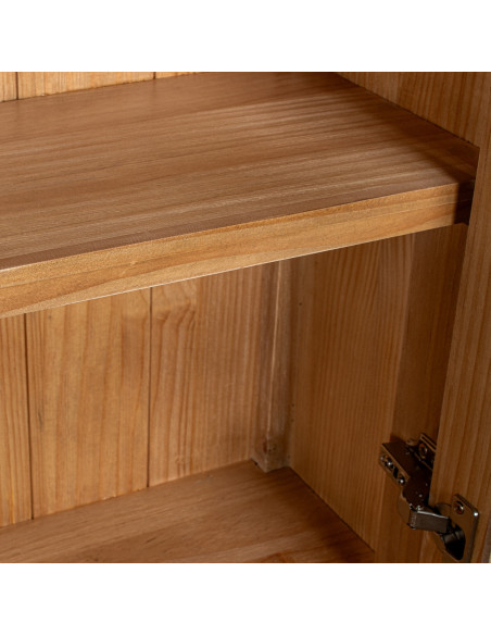 Vaisselier vitrine en pin naturel 4 portes 2 tiroirs Solenya