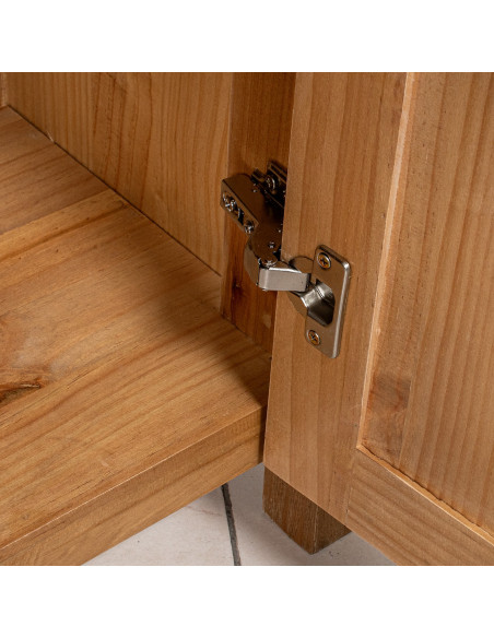 Vaisselier vitrine en pin naturel 4 portes 2 tiroirs Solenya