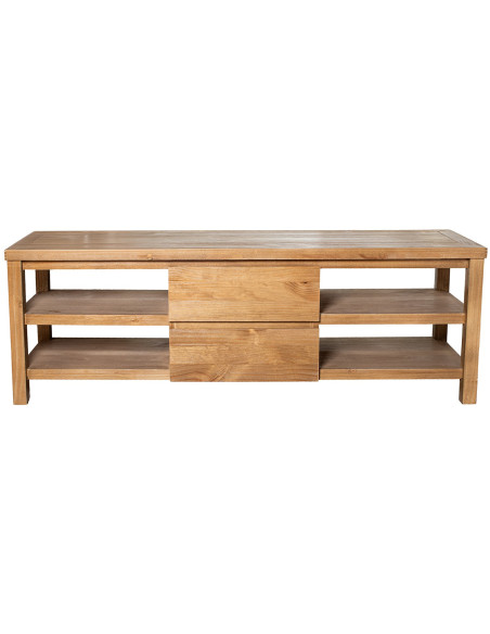 Meuble TV en pin naturel 2 tiroirs 150 cm Solenya