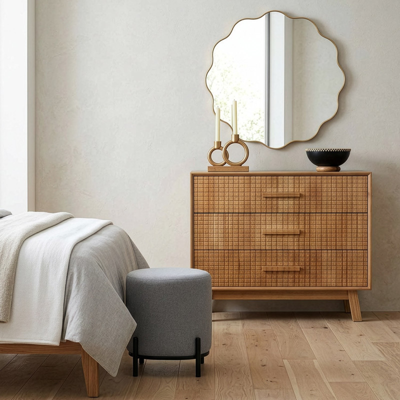 Commode en pin naturel 3 tiroirs 80...