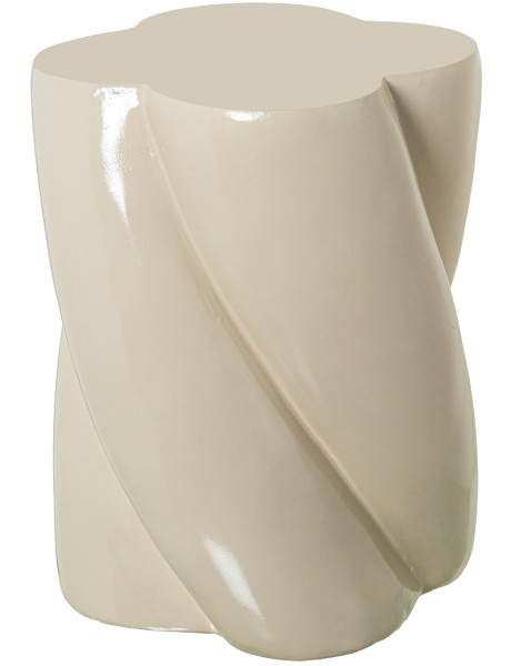 Table d’appoint crème brillante en fibre de verre Kavina