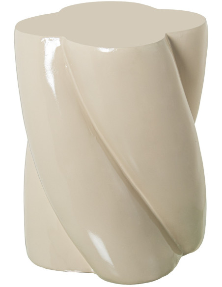 Table d’appoint crème brillante en fibre de verre Kavina