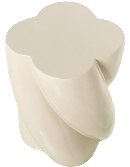 Table d’appoint crème brillante en fibre de verre Kavina