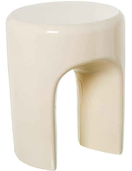 Table d’appoint crème brillante en fibre de verre Oryssa