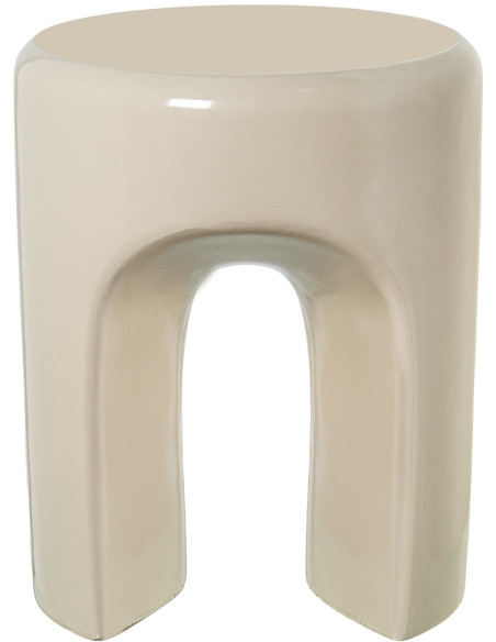 Table d’appoint crème brillante en fibre de verre Oryssa