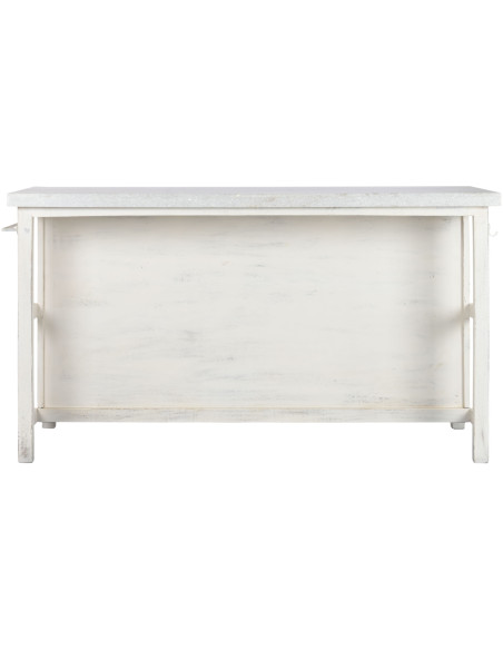 Îlot central cuisine blanc bois et marbre 168x76x92 cm Théora