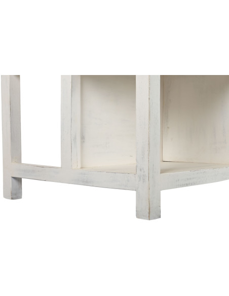 Îlot central cuisine blanc bois et marbre 168x76x92 cm Théora