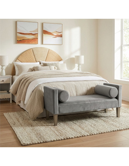 Tête de lit demi-lune en rotin naturel 160 cm Orvella