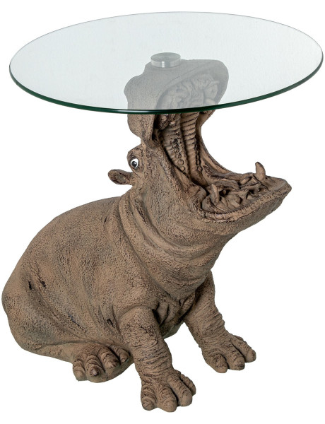 Table d’appoint hippopotame en verre et résine Belvane