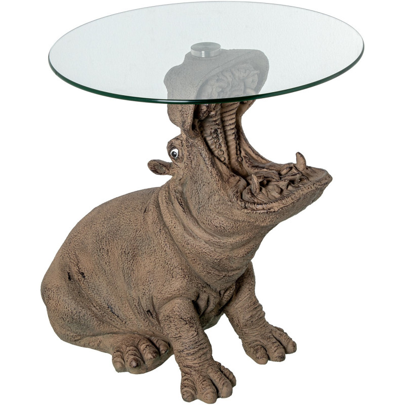 Table d’appoint hippopotame en verre...