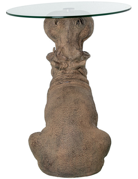 Table d’appoint hippopotame en verre et résine Belvane
