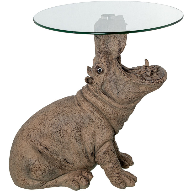 Table d’appoint hippopotame en verre...