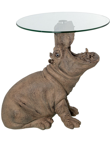 Table d’appoint hippopotame en verre et résine Belvane
