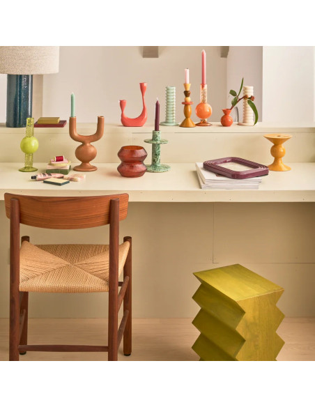 Table d’appoint zigzag vert olive en manguier 23x30x40 cm Seba