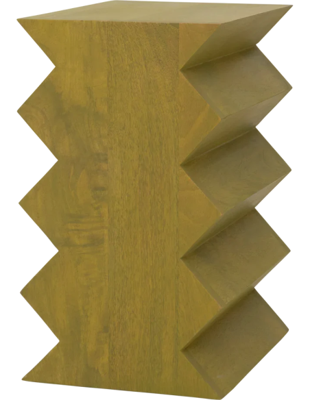 Table d’appoint zigzag vert olive en manguier 23x30x40 cm Seba