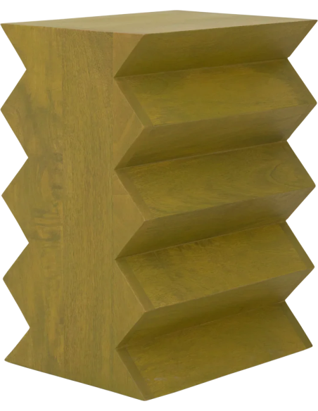 Table d’appoint zigzag vert olive en manguier 23x30x40 cm Seba