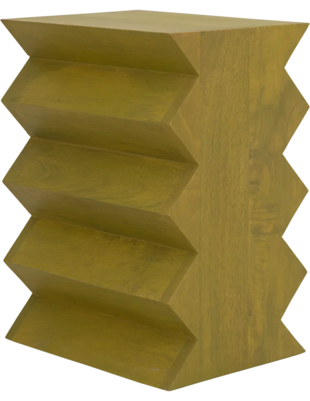 Table d’appoint zigzag vert olive en manguier 23x30x40 cm Seba