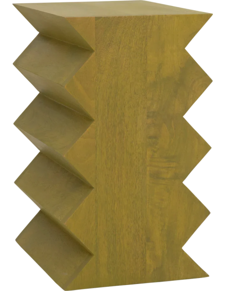 Table d’appoint zigzag vert olive en manguier 23x30x40 cm Seba