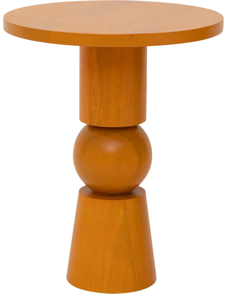 Table d’appoint ronde orange en manguier Ø35x43 cm Teko