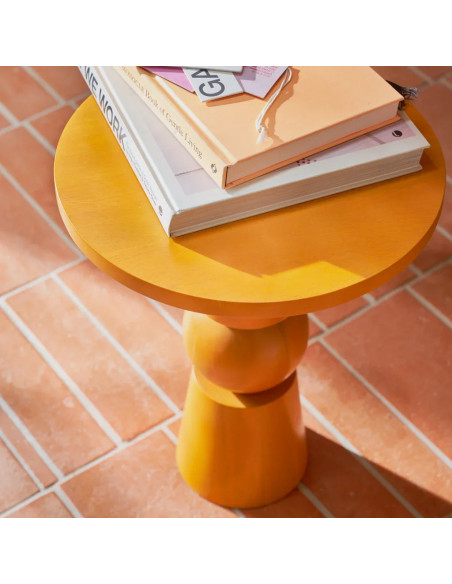 Table d’appoint ronde orange en manguier Ø35x43 cm Teko