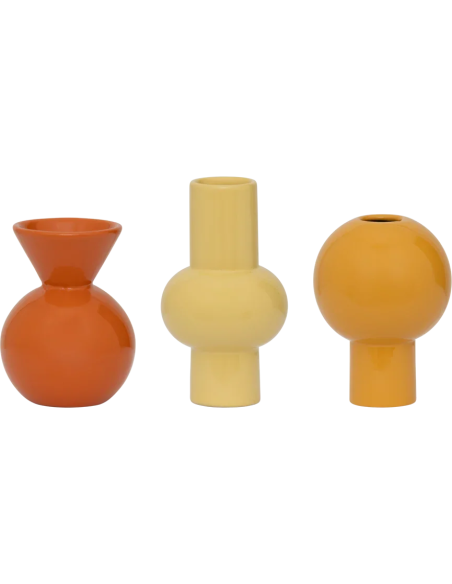Lot de 3 mini vases céramique terracotta et jaune Lilan