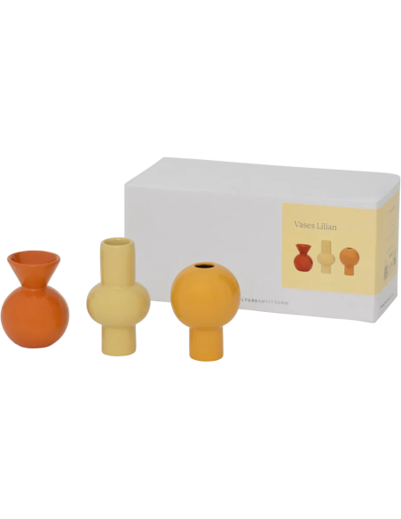 Lot de 3 mini vases céramique terracotta et jaune Lilan
