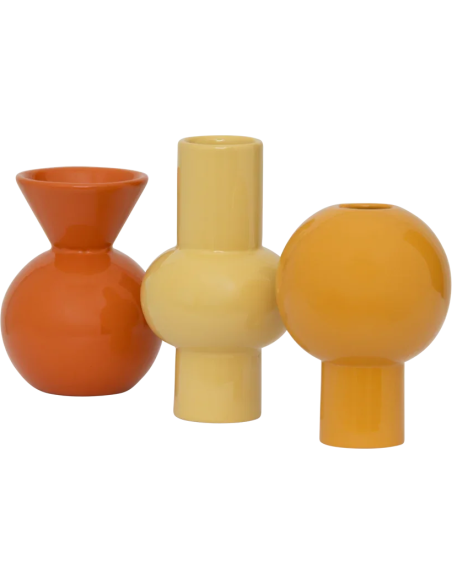 Lot de 3 mini vases céramique terracotta et jaune Lilan
