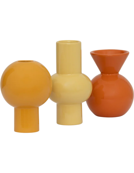 Lot de 3 mini vases céramique terracotta et jaune Lilan