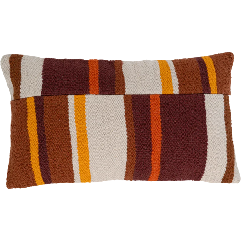 Coussin rectangulaire rayé terracotta...