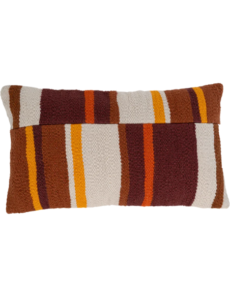 Coussin rectangulaire rayé terracotta 50x30 cm Jali